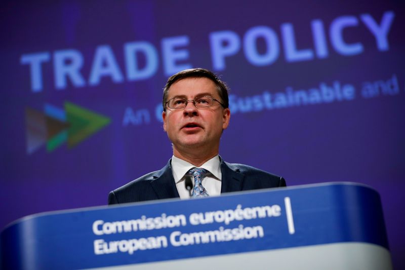 EU trade chief Dombrovskis presents the bloc’s trade policy review
