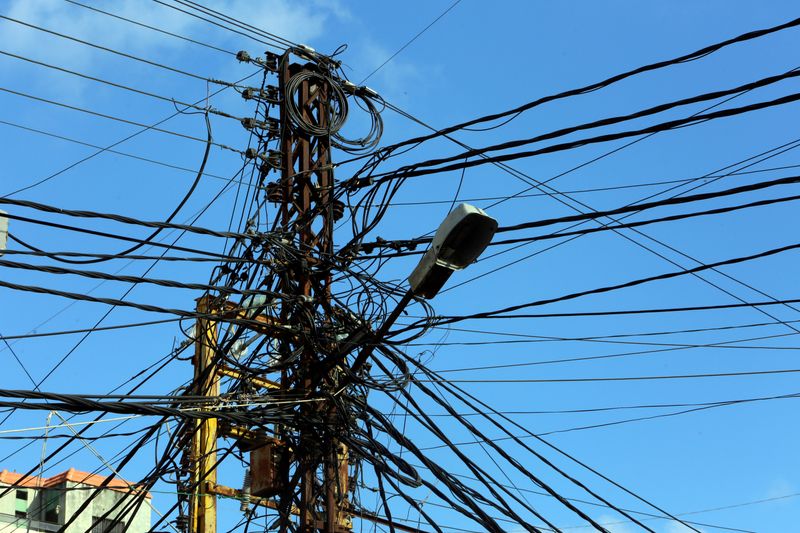 USFILE PHOTO: Electricity cables are seen in Tyre