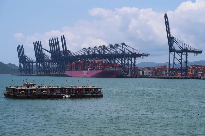 Cranes and containers are seen at the Yantian port in