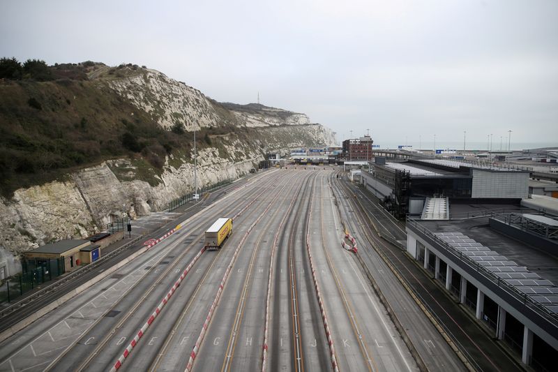 FILE PHOTO: A lorry arrives at the Port of Dover