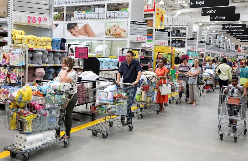 Shoppers stock up on groceries at a Makro store in