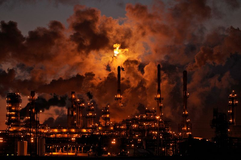 FILE PHOTO: Petro-Canada’s oil refinery glows at dusk in Edmonton