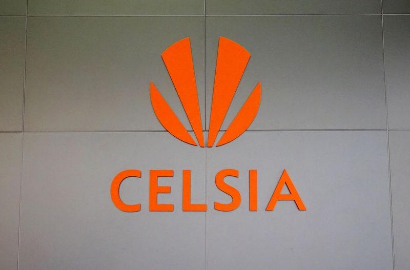 The logo of Celsia is seen in Medellin