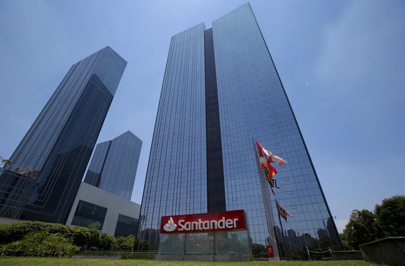 FILE PHOTO: Santander bank office building is seen in Sao