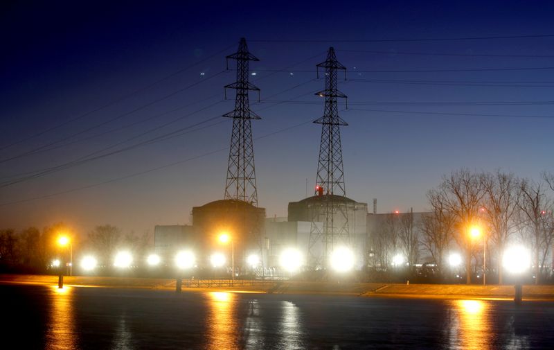 FILE PHOTO: Night view shows Electricite de France nuclear power