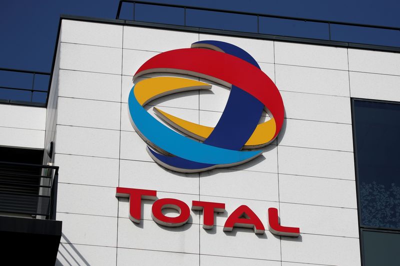The logo of French oil and gas company Total is