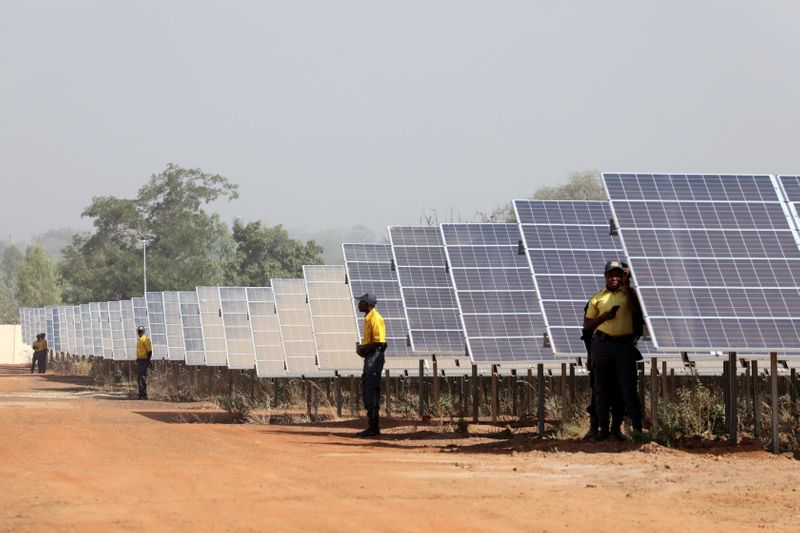 FILE PHOTO: Solar panels are seen during the inauguration ceremony