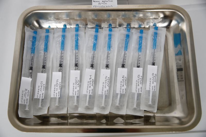 FILE PHOTO: Coronavirus disease (COVID-19) vaccination center in Bobigny