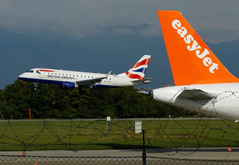FILE PHOTO: A British Airways aircraft lands next to a