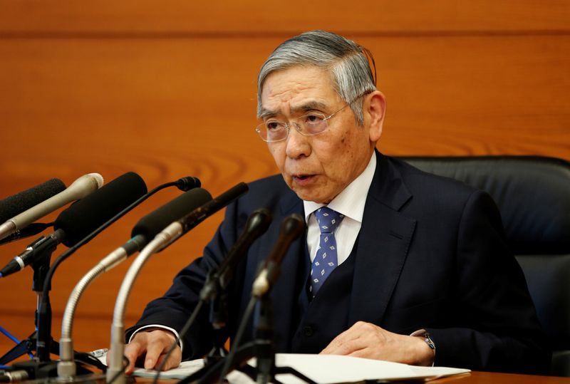 Bank of Japan Governor Haruhiko Kuroda speaks at a news