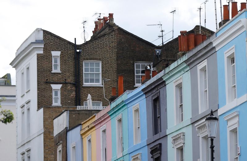 A row of houses are seen in London