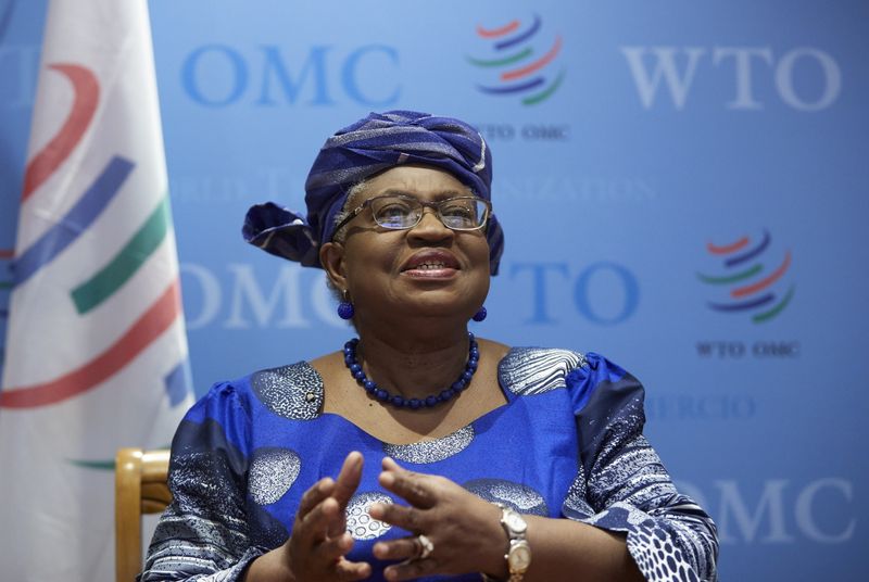 FILE PHOTO: WTO Director-General Ngozi attends an interview with Reuters