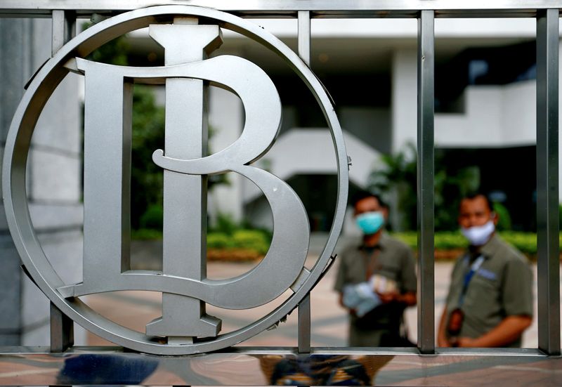 Bank Indonesia’s logo is seen at Bank Indonesia headquarters