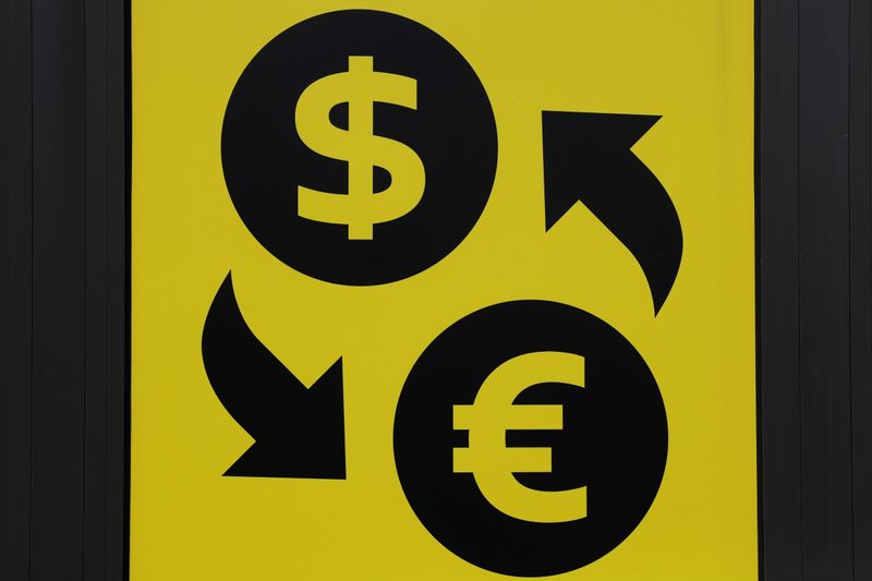 Currency signs of the U.S. dollar and Euro are seen