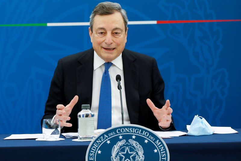 Italy’s Prime Minister Draghi holds news conference, in Rome