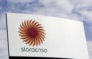 FILE PHOTO: FILE PHOTO: Stora Enso company logo is seen