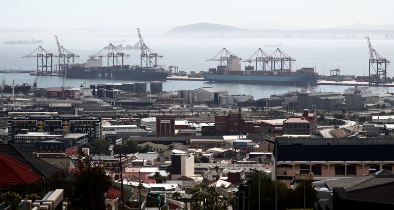 FILE PHOTO: Container ships in Cape Town, South Africa