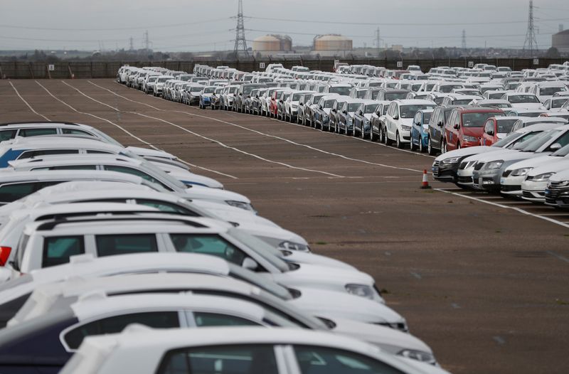 FILE PHOTO: Imported cars are parked in a storage area