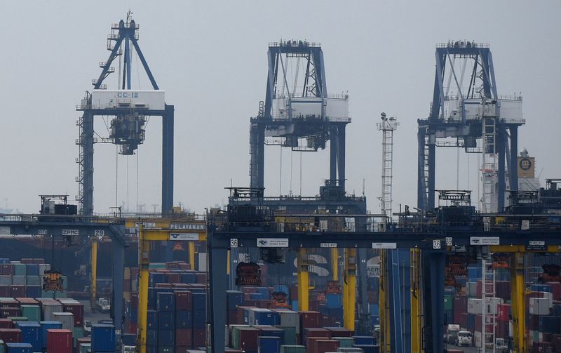 A view of containers at Tanjung Priok port in North