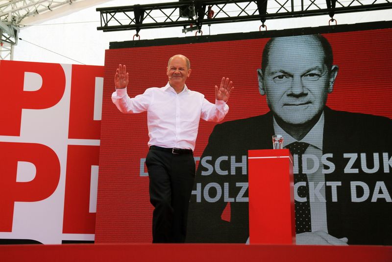 SPD chancellor candidate Scholz campaigns in Bochum