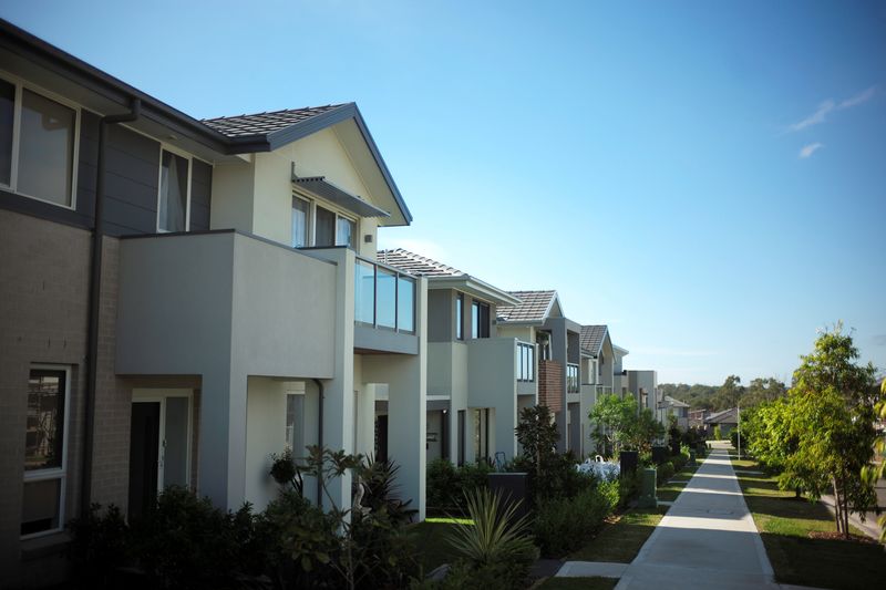 New homes line a street in the Sydney suburb of