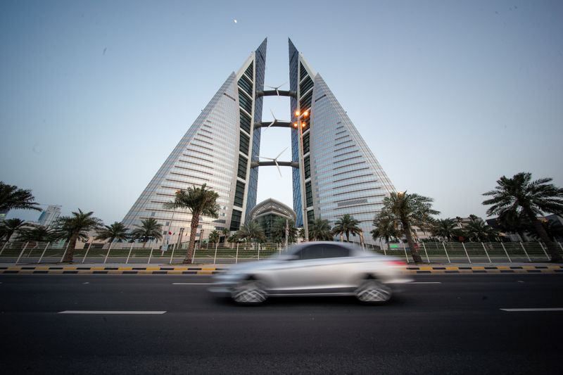 General view of Bahrain World Trade Center is seen during