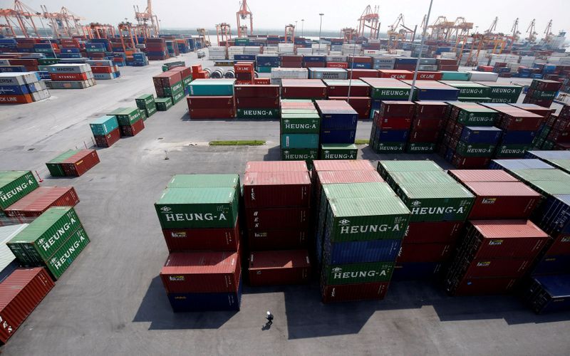FILE PHOTO: Shipping containers are seen at a port in