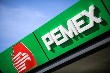 FILE PHOTO: The logo of Mexican state oil company Pemex