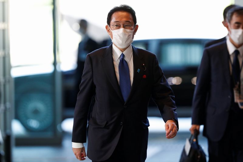 Japan’s newly-elected PM Kishida arrives at his official residence in