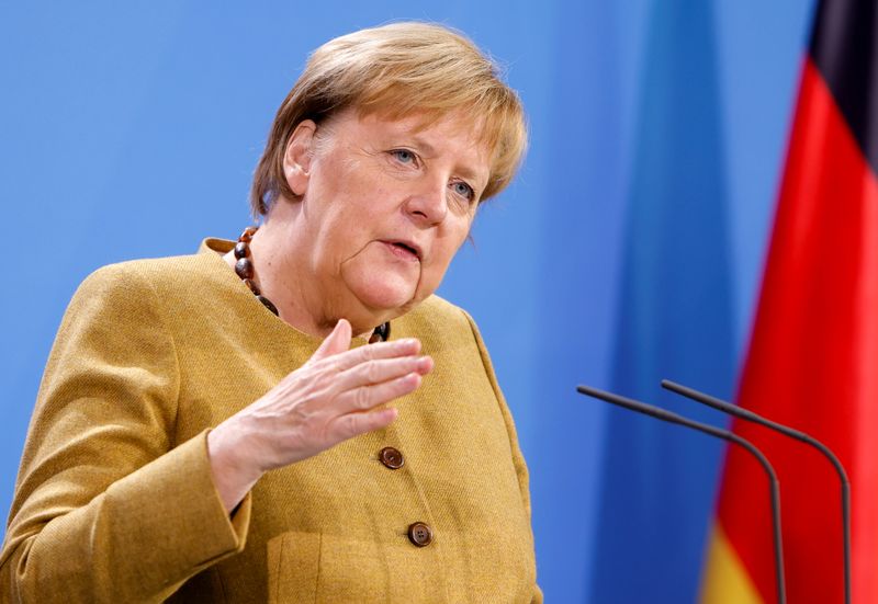 German Chancellor Angela Merkel gives news conference, in Berlin