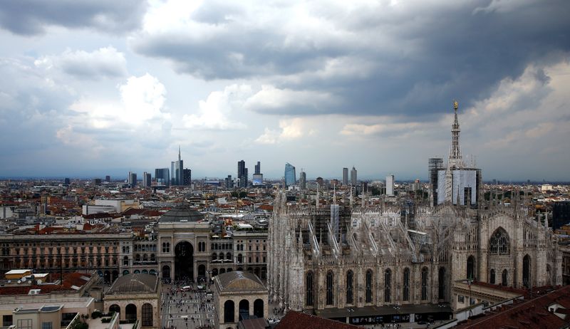 Duomo’s cathedral and Porta Nuova’s financial district are seen in