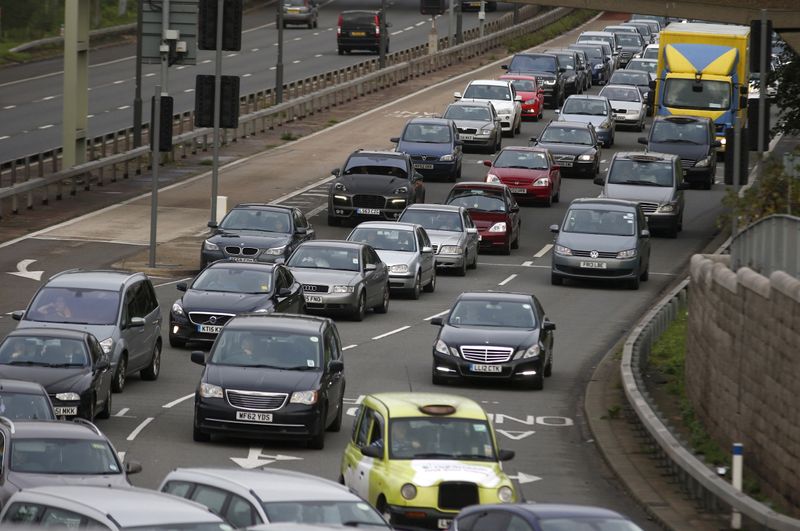 FILE PHOTO: A traffic jam is seen as cars head