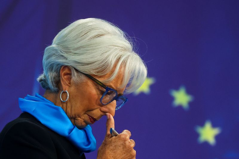 ECB President Lagarde takes part in a news conference, in
