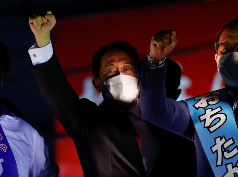 Japan’s Prime Minister Fumio Kishida campaigns for the October 31