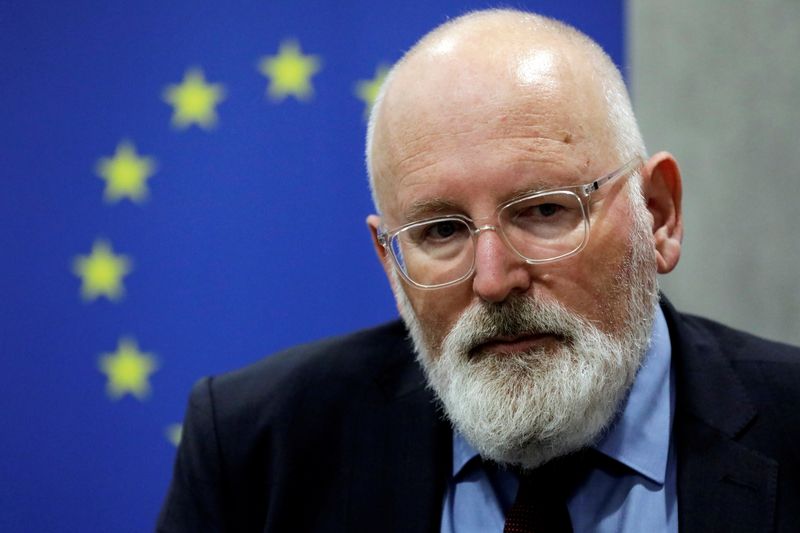FILE PHOTO: Frans Timmermans speaks during an interview at EU