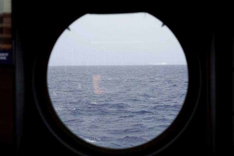 View of Red Sea is seen through a window of
