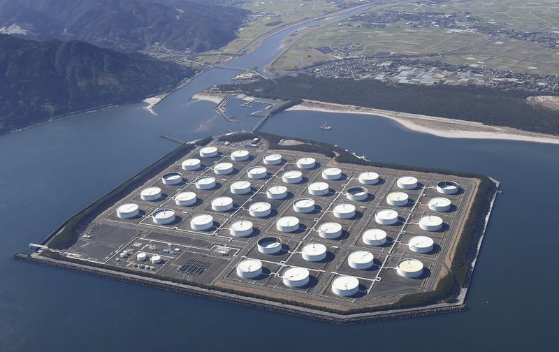 An aerial view shows Shibushi National Petroleum Stockpiling Base in