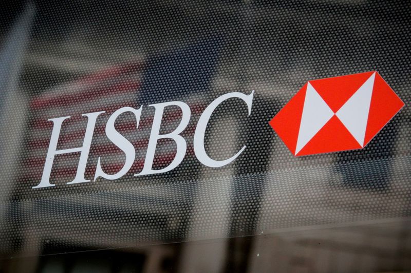 FILE PHOTO: HSBC  logo is seen on a branch