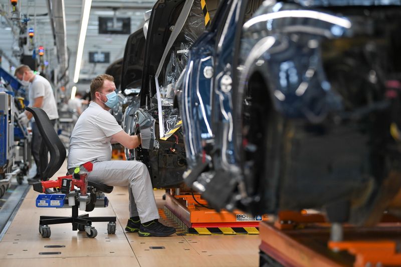 FILE PHOTO: Production line of German car manufacturer Audi amid