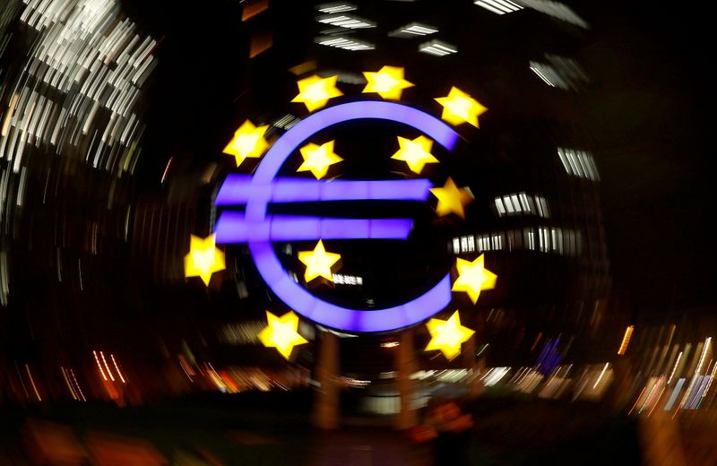 FILE PHOTO: The euro sign is photographed in front of