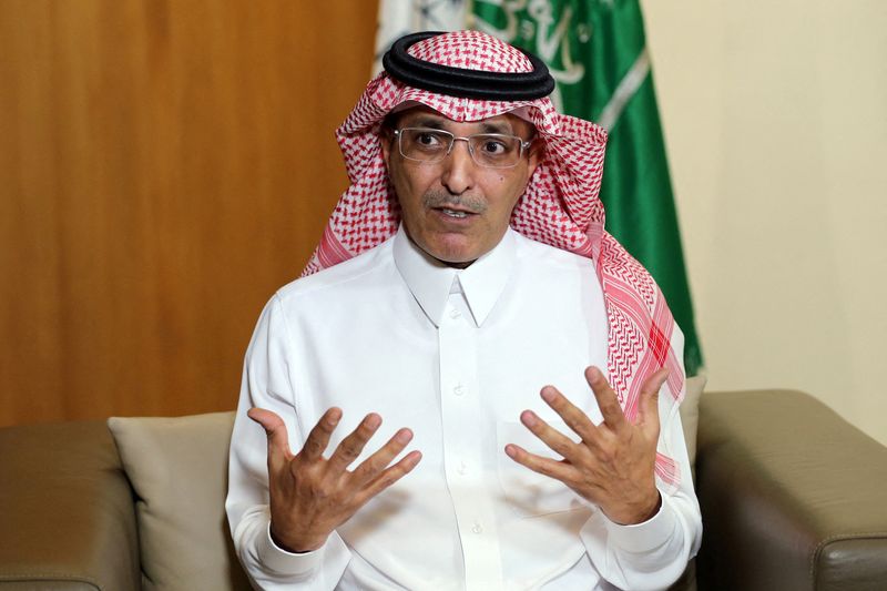 Saudi Minister of Finance Mohammed al-Jadaan gestures during an interview