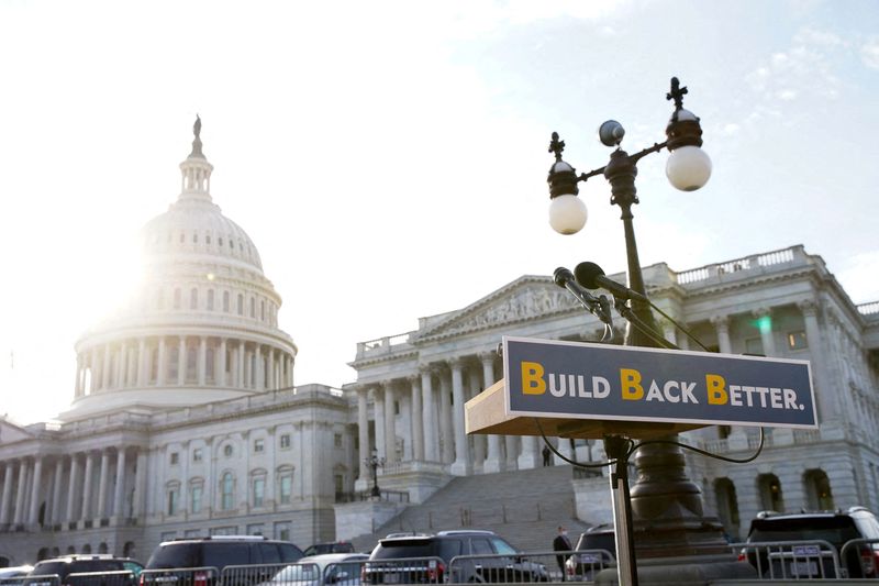 FILE PHOTO: Build Back Better presser with Senate Democrats outside