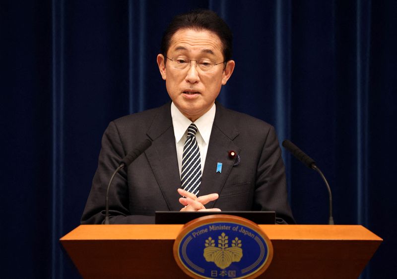 FILE PHOTO: Japanese Prime Minister Fumio Kishida speaks before the