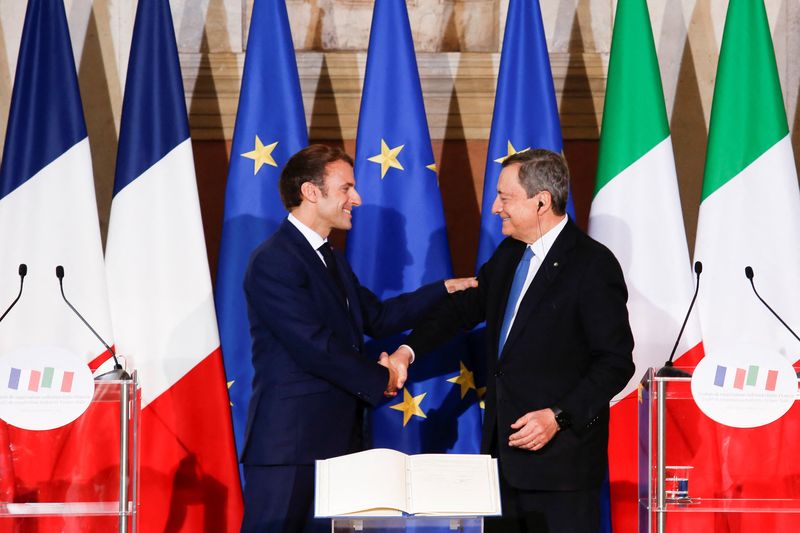 Italy’s PM Draghi holds news conference with France’s President Macron,