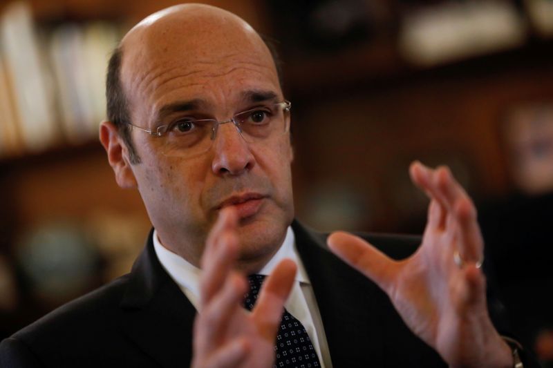 FILE PHOTO: Portugal’s Economy Minister Pedro Siza Vieira speaks during