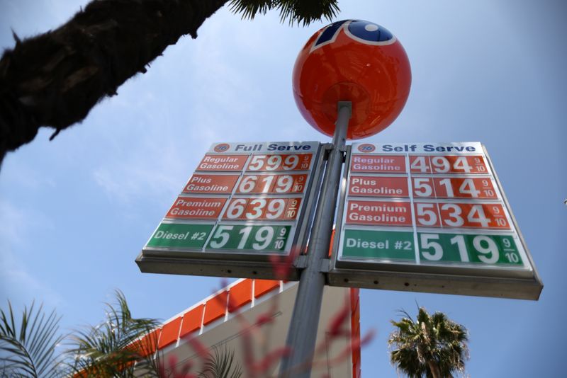 Gas prices are seen in Beverly Hills