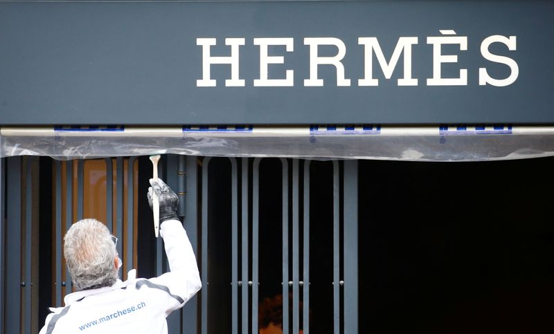 French luxury fashion brand Hermes logo in Zurich
