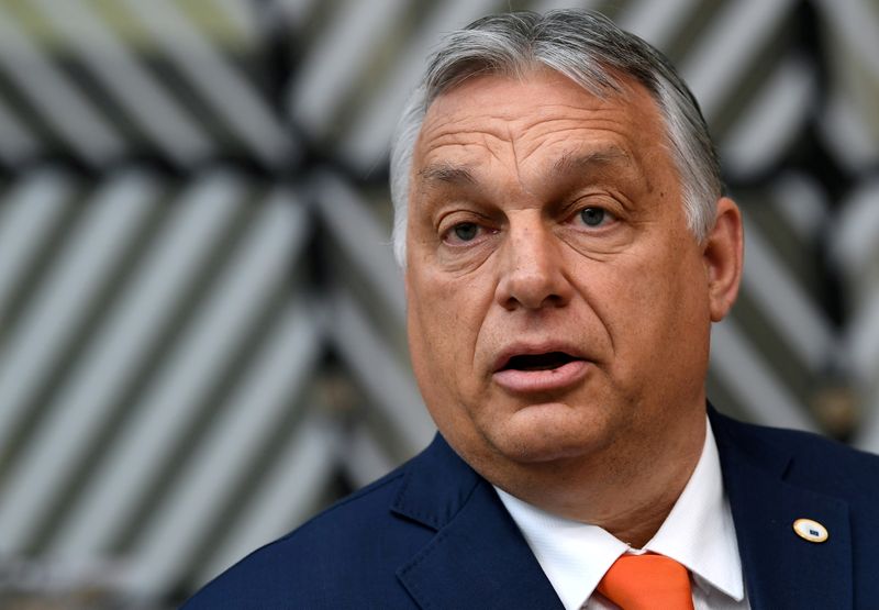 FILE PHOTO: Hungary’s Prime Minister Viktor Orban addresses the media