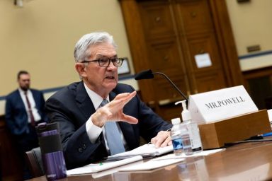 FILE PHOTO: Federal Reserve Chair Powell testifies on Capitol Hill