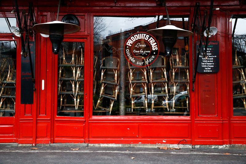FILE PHOTO: A closed restaurant in Paris amid the coronavirus